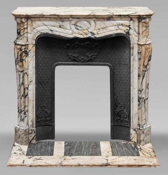 Louis XV style fireplace, Pompadour model, in Paonazzo marble Louis XV style fireplace, Pompadour model, in Paonazzo marble-0