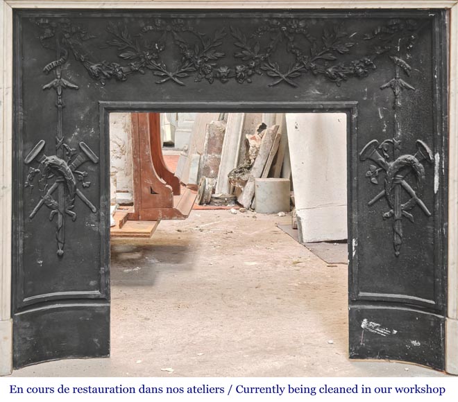Louis XVI style Carrara marble fireplace Louis XVI style Carrara marble fireplace-8