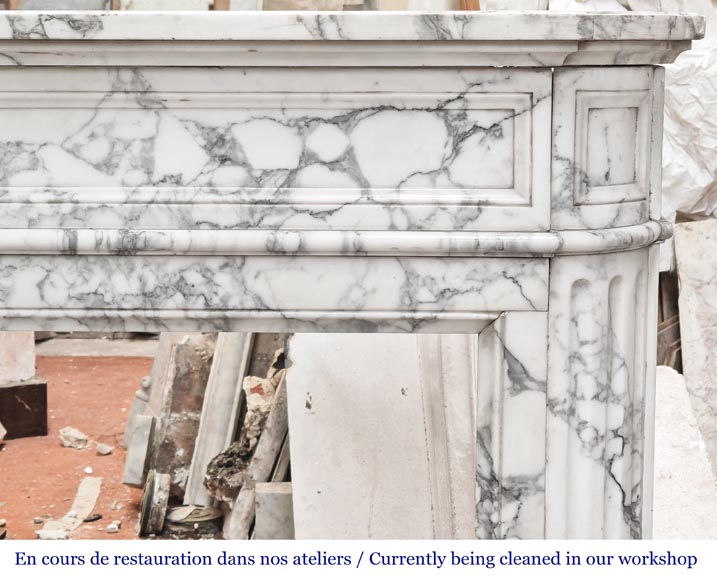 Louis XVI style fireplace in Arabescato marble with rounded corners Louis XVI style fireplace in Arabescato marble with rounded corners-6