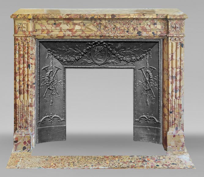 Louis XVI period fireplace in Aleppo Breccia marble-0