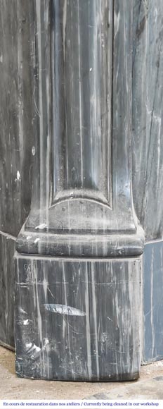 Louis XV style fireplace, Pompadour model, in Bleu Turquin marble-4
