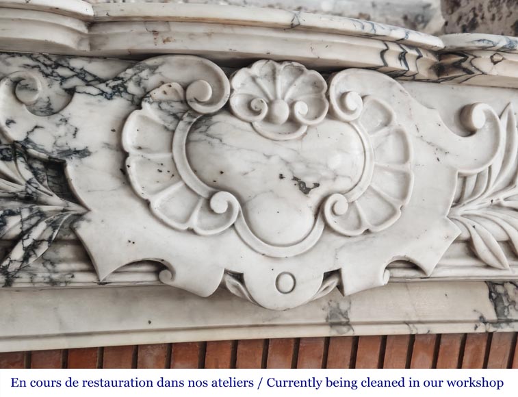 Regency-style Paonazzo marble fireplace, decorated with palm fronds-2