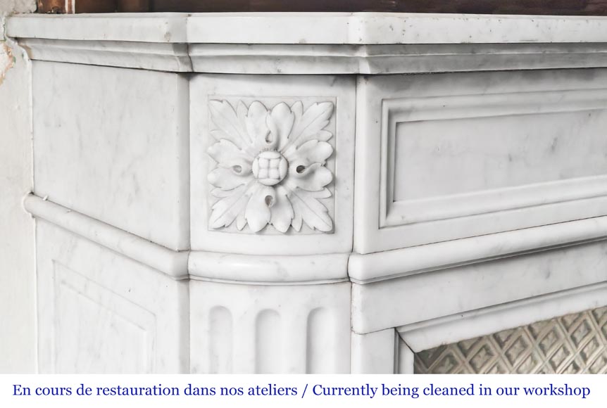 Louis XVI style Carrara marble fireplace with rounded corners-3