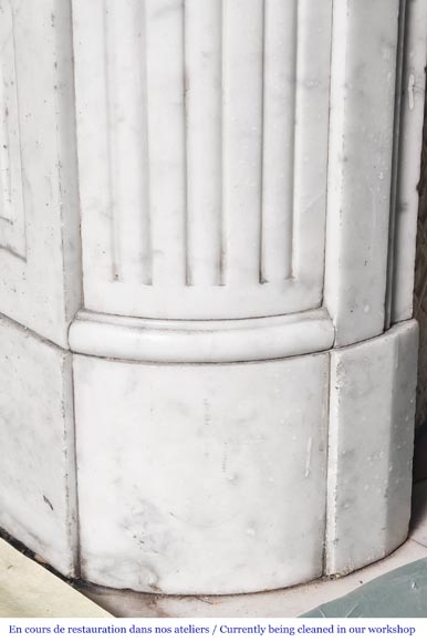 Louis XVI style Carrara marble fireplace with rounded corners-4