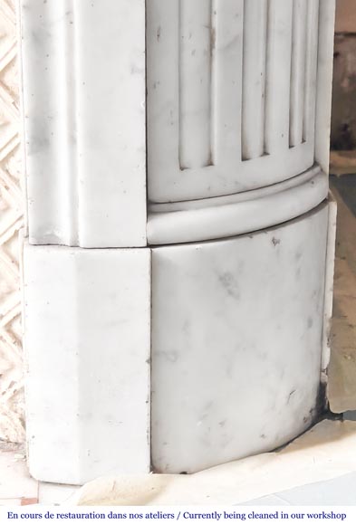 Louis XVI style Carrara marble fireplace with rounded corners-7