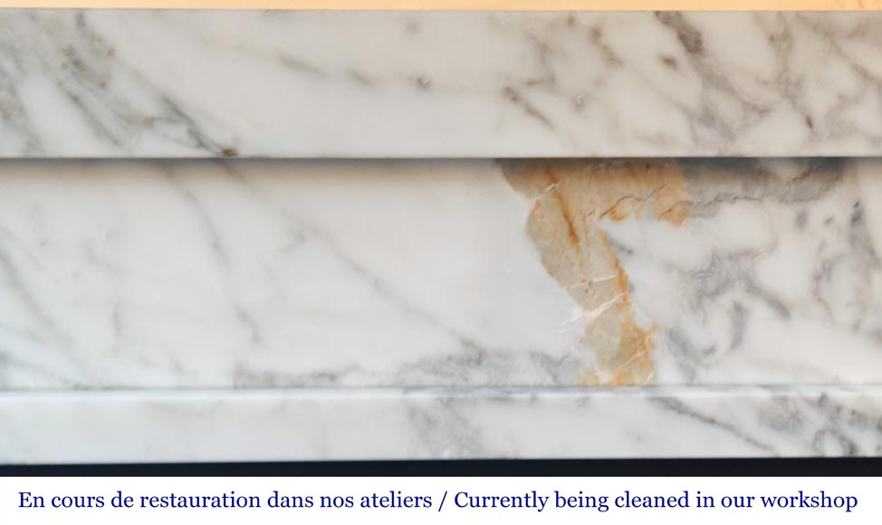 Contemporary Arabescato-style marble fireplace Contemporary Arabescato-style marble fireplace-1