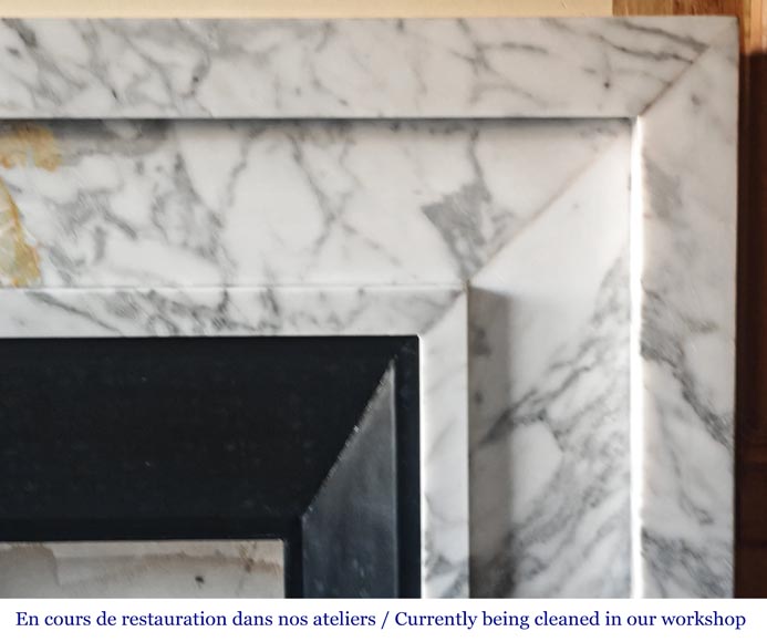 Contemporary Arabescato-style marble fireplace Contemporary Arabescato-style marble fireplace-6