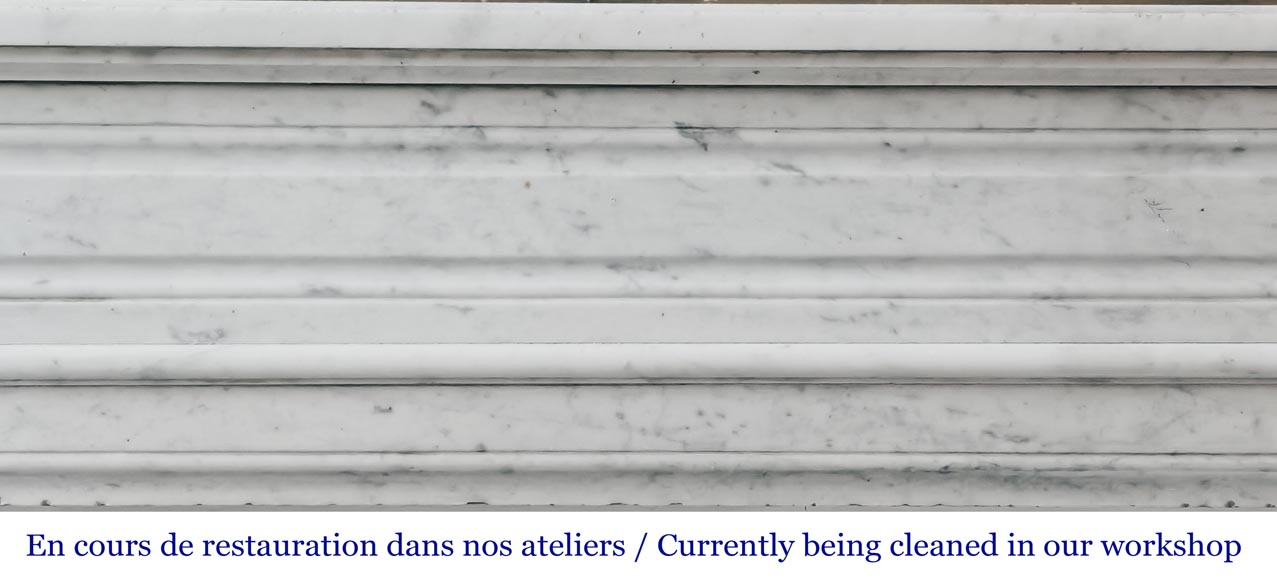 Louis XVI style Carrara marble fireplace with rounded corners-1