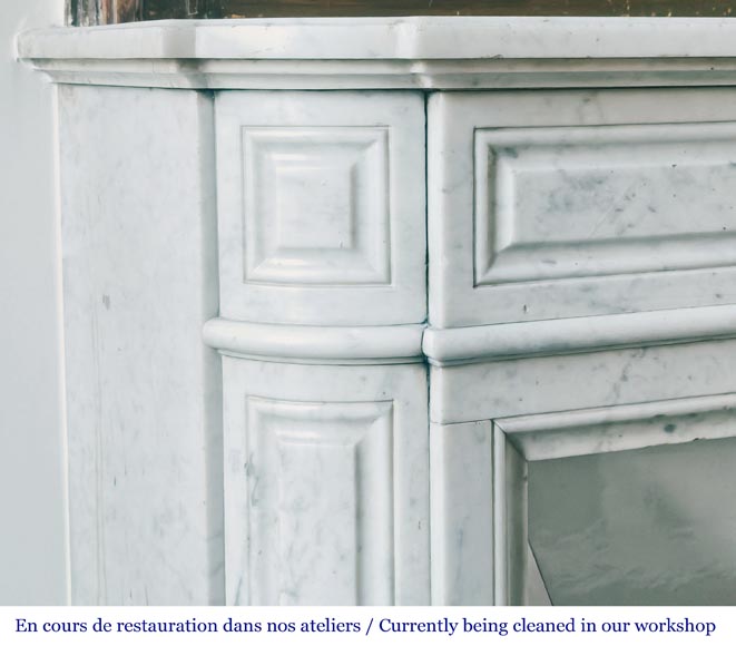 Louis XVI style Carrara marble fireplace with rounded corners-3