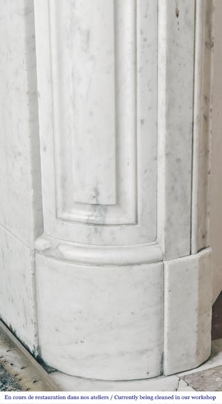 Louis XVI style Carrara marble fireplace with rounded corners-4