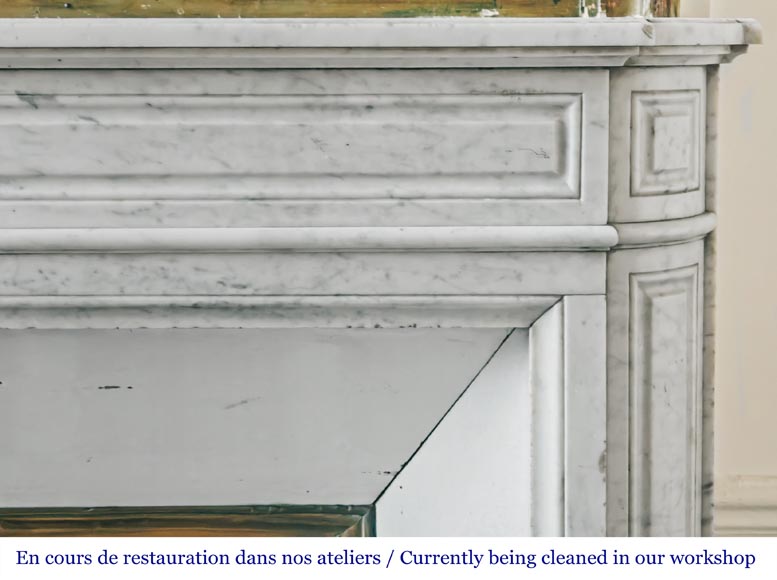 Louis XVI style Carrara marble fireplace with rounded corners-6