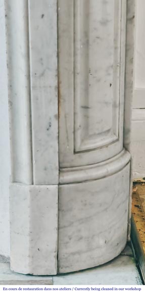 Louis XVI style Carrara marble fireplace with rounded corners-7