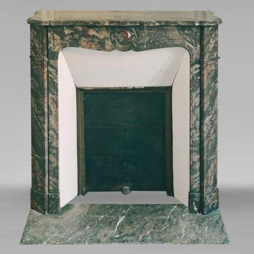 Louis XV style fireplace, Pompadour model, in Bois Jourdan marble