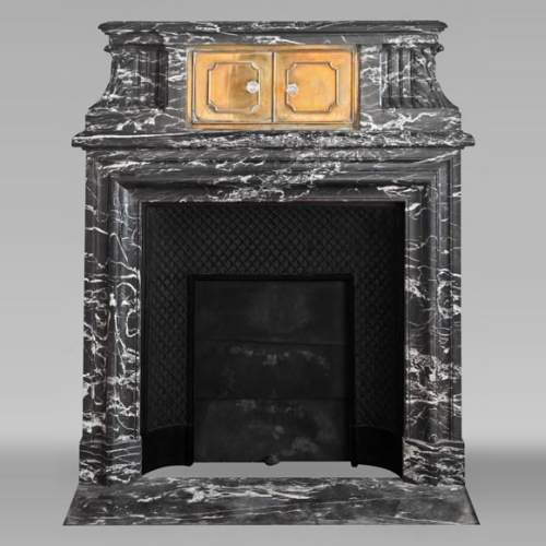 Louis XIV style fireplace in Black Marquina marble