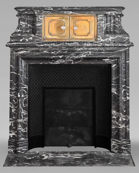 Louis XIV style fireplace in Black Marquina marble Louis XIV style fireplace in Black Marquina marble-0