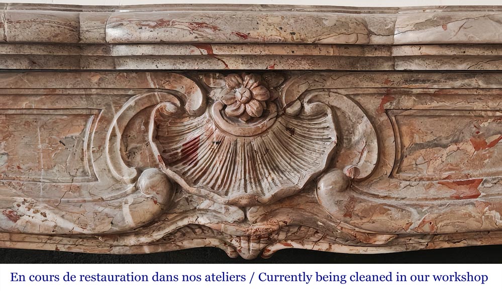 Louis XV-style fireplace in Sarrancolin marble Louis XV-style fireplace in Sarrancolin marble-1