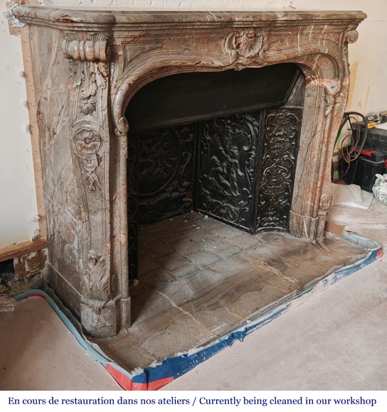 Louis XV-style fireplace in Sarrancolin marble Louis XV-style fireplace in Sarrancolin marble-3