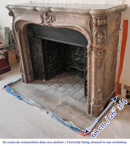 Louis XV-style fireplace in Sarrancolin marble Louis XV-style fireplace in Sarrancolin marble-7