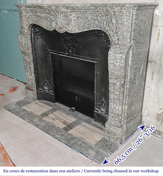 Louis XV-style fireplace in green Estours marble Louis XV-style fireplace in green Estours marble-6