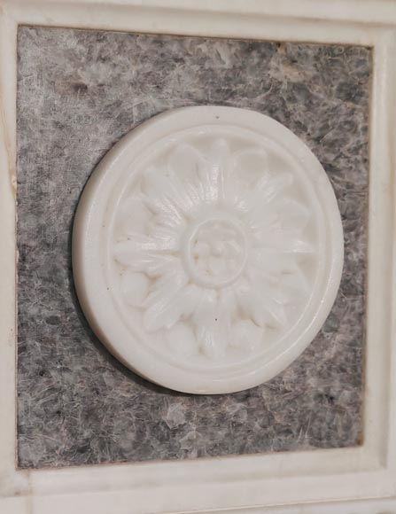 Victorian-style fireplace in statuary marble, featuring Ionic half-columns and a Wedgwood-style medallion decoration Victorian-style fireplace in statuary marble, featuring Ionic half-columns and a Wedgwood-style medallion decoration-5