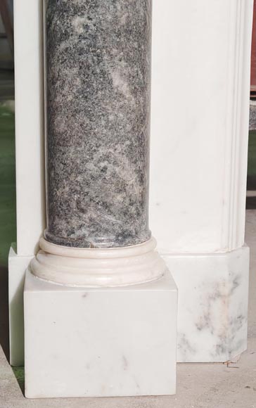 Victorian-style fireplace in statuary marble, featuring Ionic half-columns and a Wedgwood-style medallion decoration Victorian-style fireplace in statuary marble, featuring Ionic half-columns and a Wedgwood-style medallion decoration-10