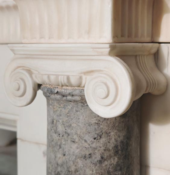 Victorian-style fireplace in statuary marble, featuring Ionic half-columns and a Wedgwood-style medallion decoration Victorian-style fireplace in statuary marble, featuring Ionic half-columns and a Wedgwood-style medallion decoration-14