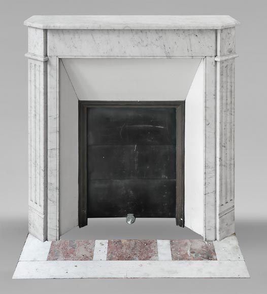 Louis XVI-style fireplace in Carrara marble-0