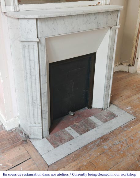 Louis XVI-style fireplace in Carrara marble-2