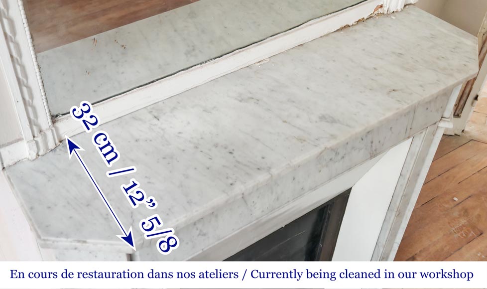Louis XVI-style fireplace in Carrara marble-9
