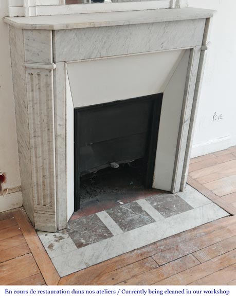Louis XVI-style fireplace in Carrara marble-2