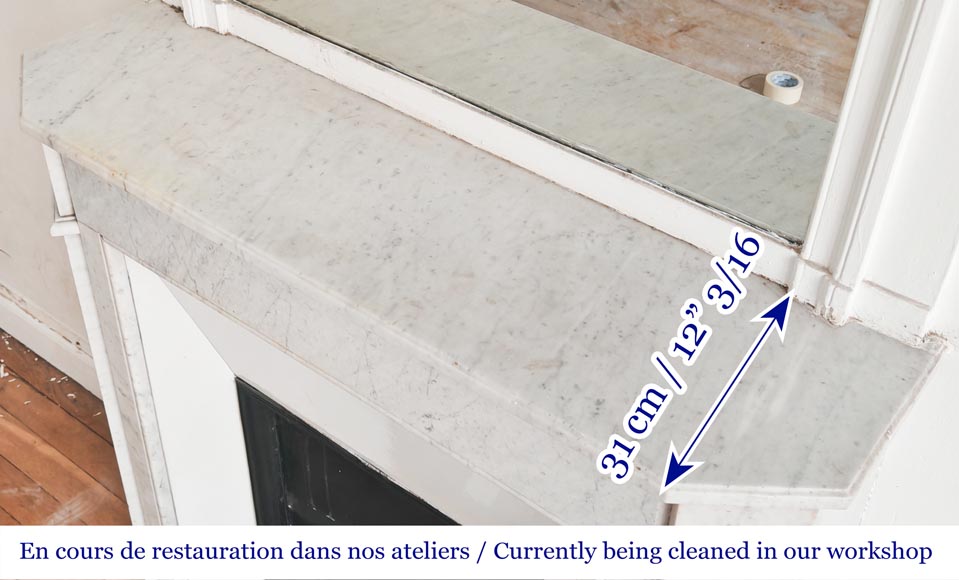 Louis XVI-style fireplace in Carrara marble-8