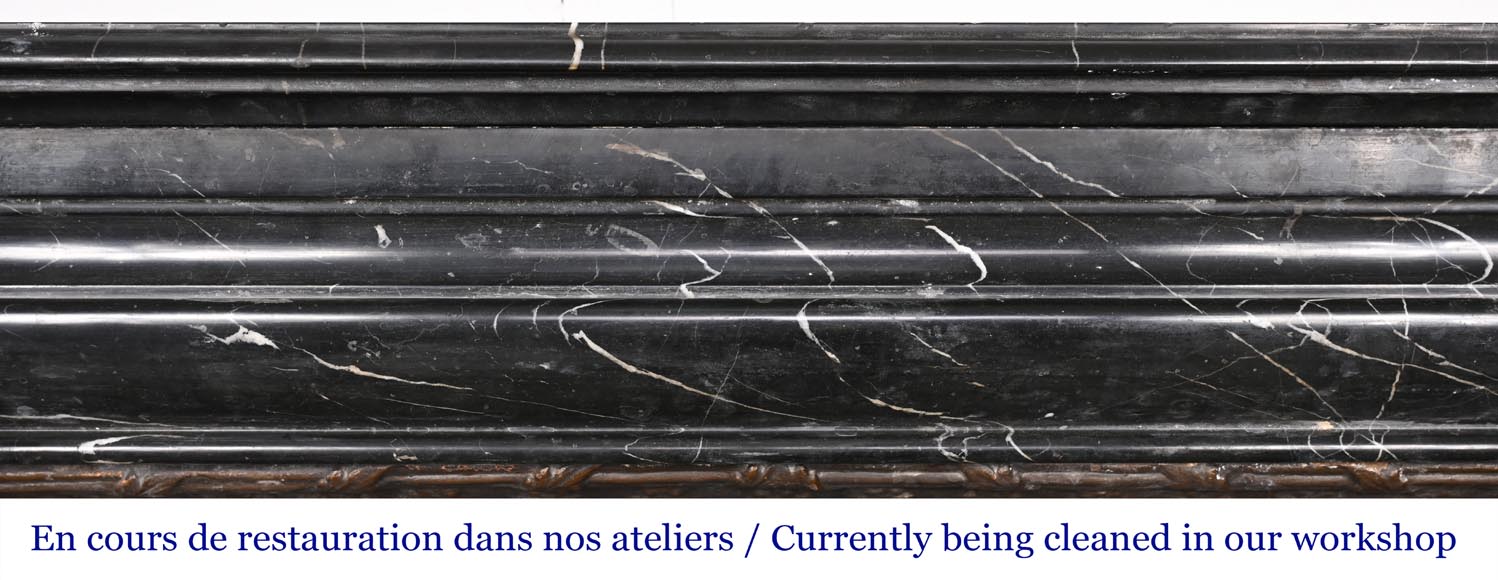 Louis XIV-style fireplace in black Marquina marble-1