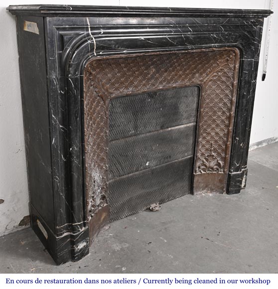 Louis XIV-style fireplace in black Marquina marble-2