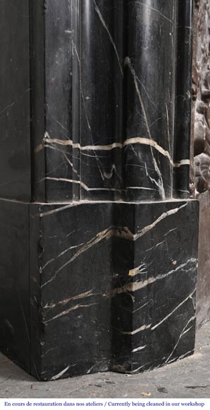 Louis XIV-style fireplace in black Marquina marble-4