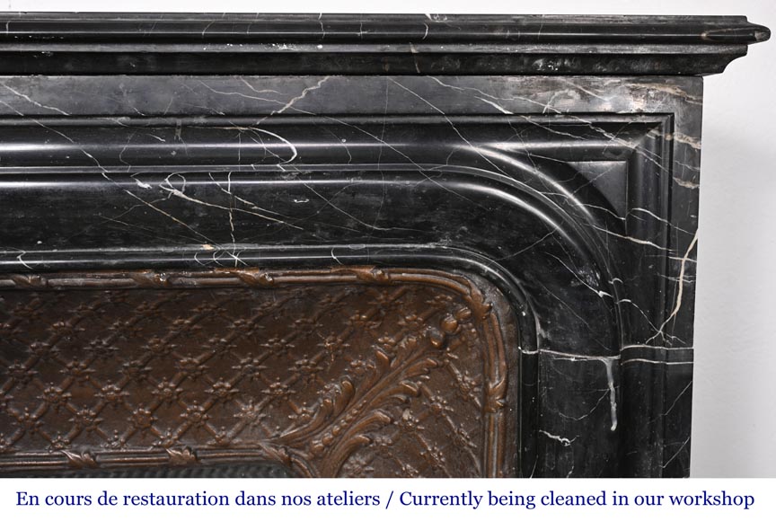 Louis XIV-style fireplace in black Marquina marble-6