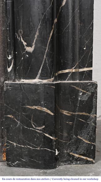 Louis XIV-style fireplace in black Marquina marble-7