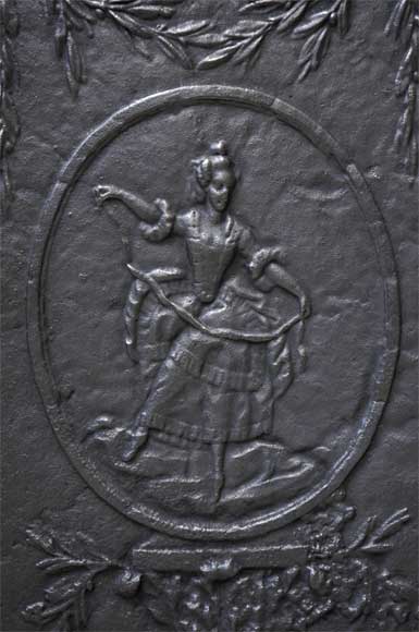 Antique cast iron fireback with a dancer-1
